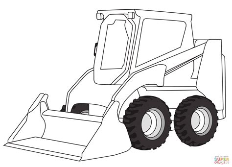 skid steer coloring page with auger|Skid Steer Construction Vehicle Coloring Page.